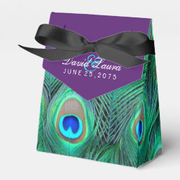 Plum Purple Peacock Wedding Favor Boxes