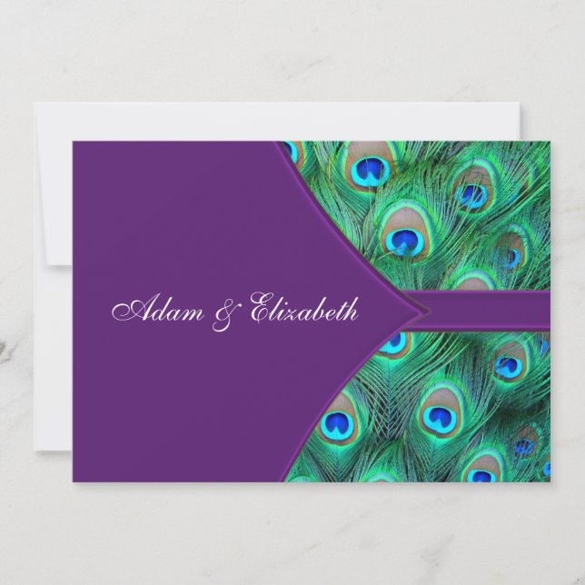 Plum Purple Peacock Wedding Invitation (Front)