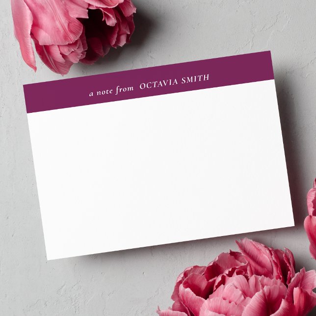 PLUM PURPLE PERSONALIZED FAMILY NAME MONOGRAM NOTE CARD (Creator Uploaded)