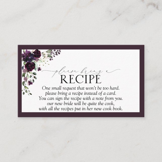 Plum Purple Please Bring A Recipe Enclosure Card (Front)