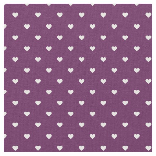 Plum Purple Polka Dot Hearts Fabric