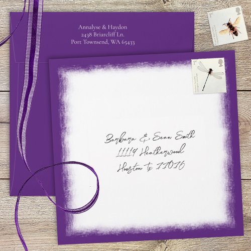 Plum Purple Pre_addressed Wedding Invitation Envelope