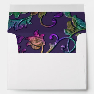Plum Purple Rainbow Damask Any Color Envelope