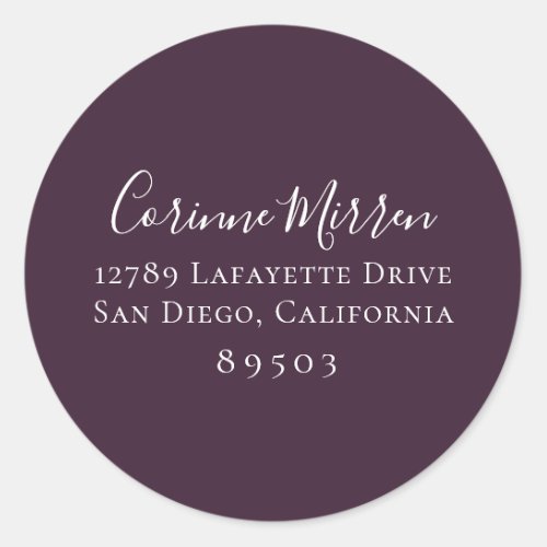 Plum Purple Return Address Sticker