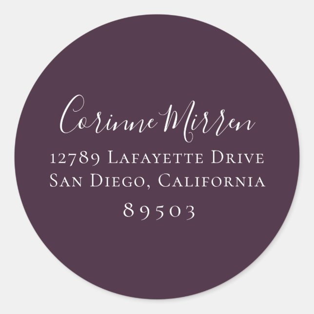 Plum Purple Return Address Sticker (Front)