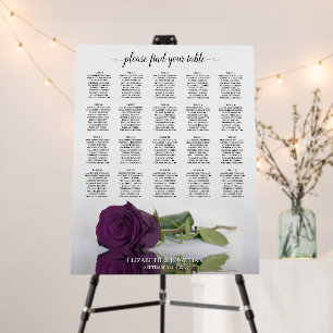 Plum Purple Rose 20 Table Wedding Seating Chart Foam Board