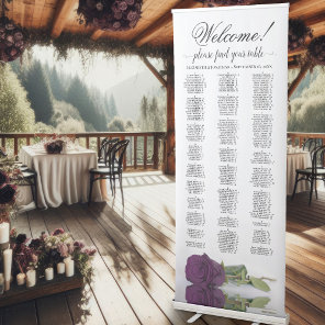 Plum Purple Rose Chic Alphabetical Seating Chart Retractable Banner