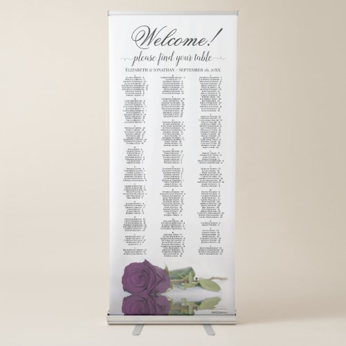 Plum Purple Rose Chic Alphabetical Seating Chart Retractable Banner