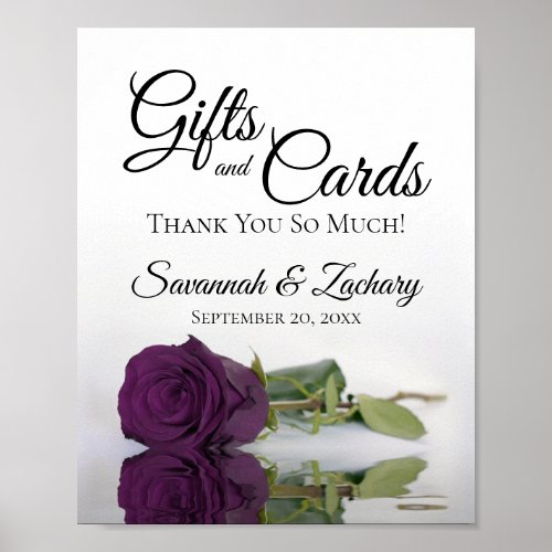 Plum Purple Rose Classy Gifts  Cards Wedding Sign