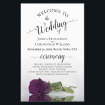 Plum Purple Rose Elegant BUDGET Wedding Program<br><div class="desc">These wedding programs are elegant and tasteful, while still being budget friendly. The design features a single long-stemmed plum purple colored rose lying on its side, reflecting in a pool of water with waves and ripples. The typography features lacy black script calligraphy, and there is room for details on the...</div>