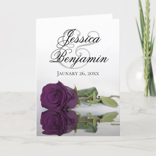 Plum Purple Rose Elegant Romantic Photo Wedding Invitation