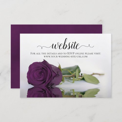 Plum Purple Rose Elegant Wedding Website Enclosure Card