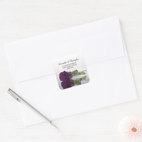 Plum Purple Rose Return Address Envelope Seal