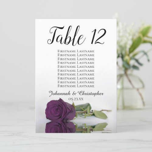 Plum Purple Rose Wedding Table Seating Chart Large
