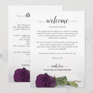 Plum Purple Rose Wedding Welcome & Itinerary Program