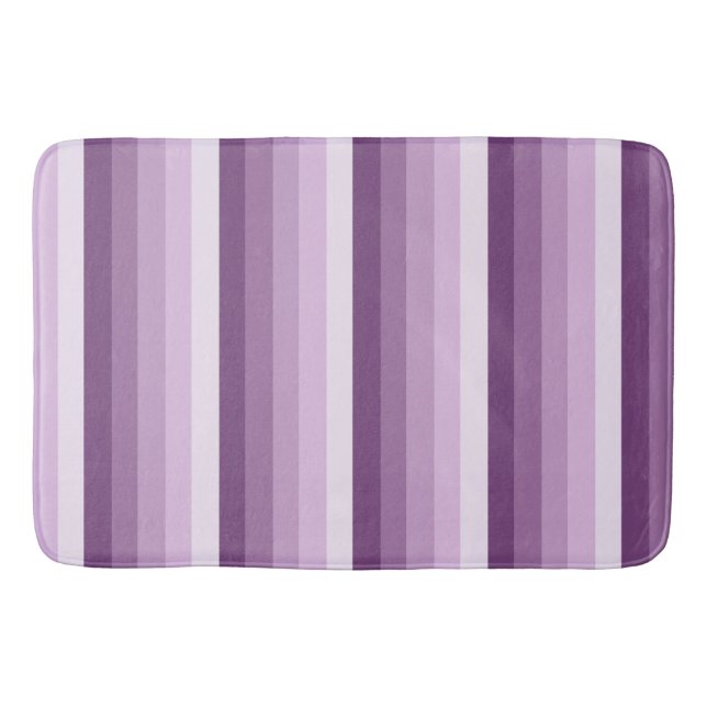 Plum purple shadow stripes bath mat (Front)