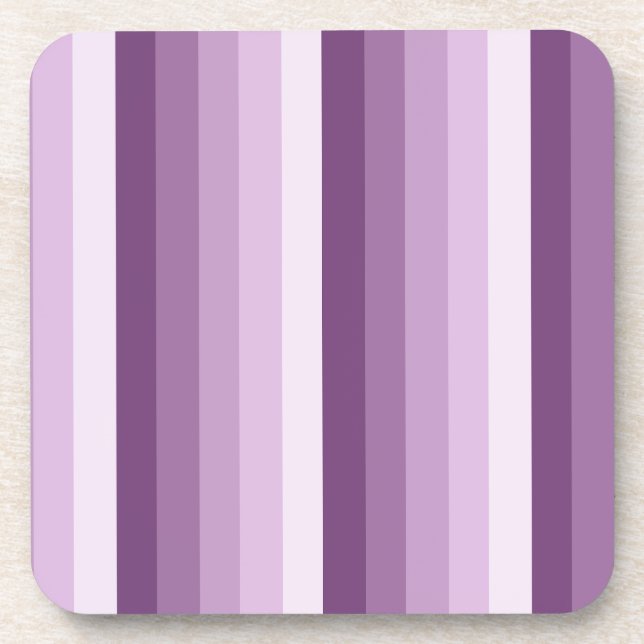 Plum purple shadow stripes beverage coaster (Front)
