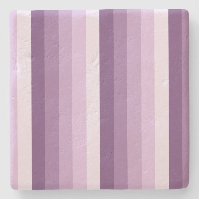 Plum purple shadow stripes stone coaster (Front)