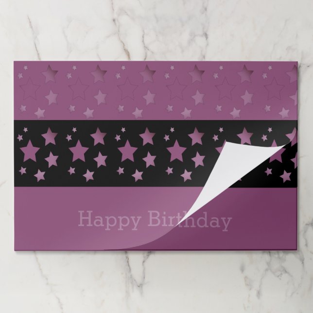 Plum Purple Stars And Black Table Decor Paper Pad (Folded)