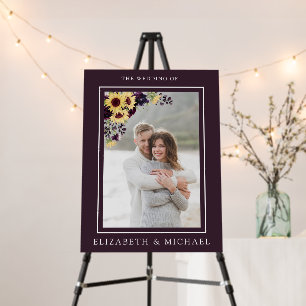 Plum Purple Sunflower Watercolor Photo Wedding Foam Board