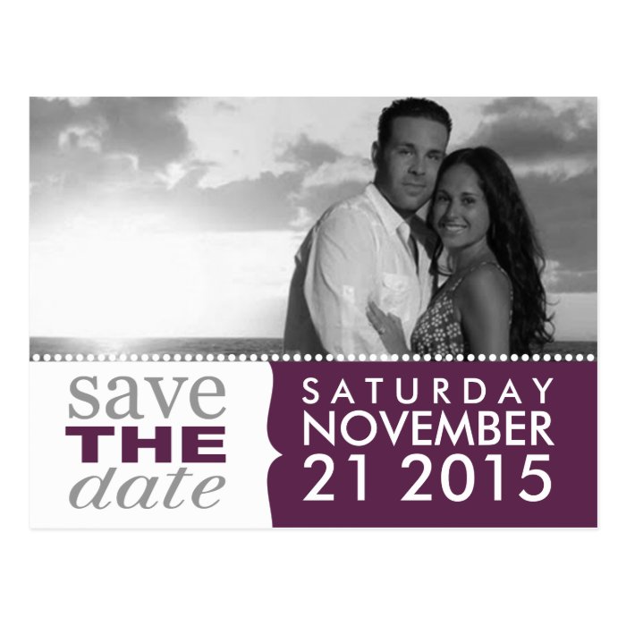 Plum Purple Sweet Beginnings Save the Date Photo Post Cards