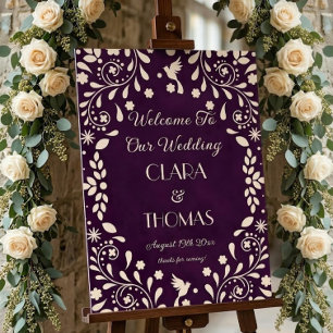 Plum Purple Talavera Wedding Welcome Sign