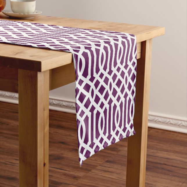 Plum Purple Trellis Short Table Runner (In Situ)