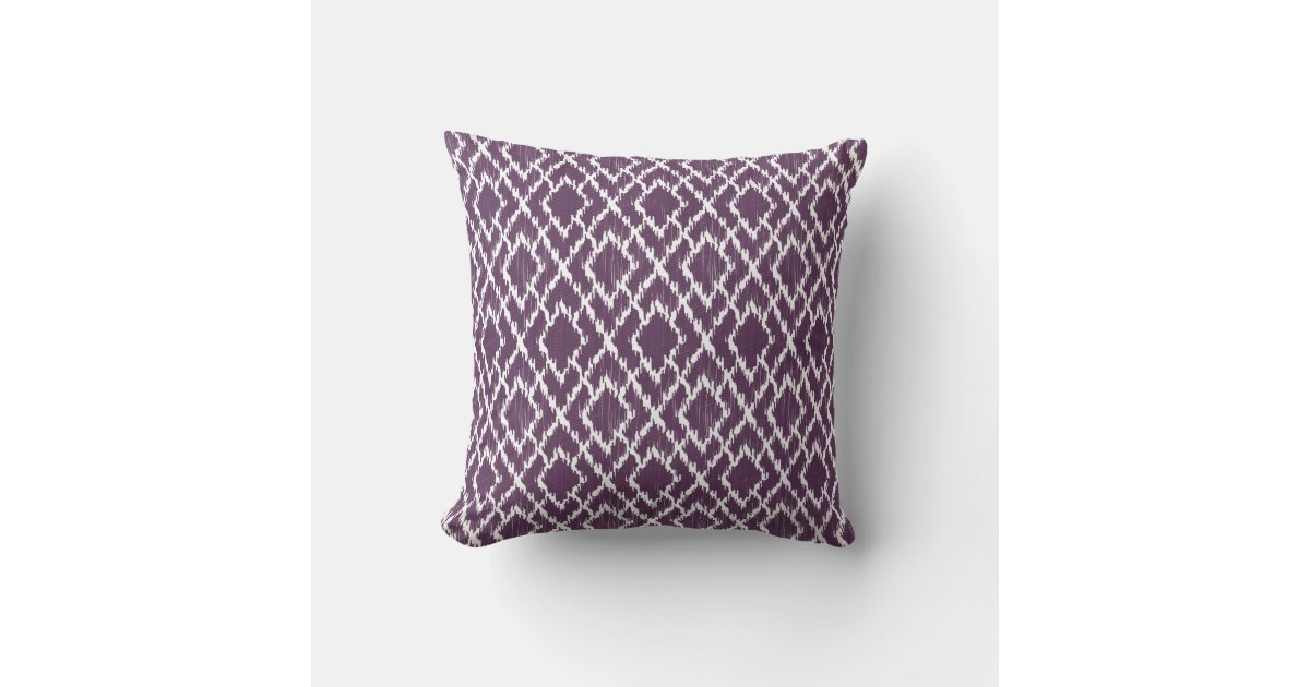 Plum Purple Tribal Print Ikat Geo Diamond Pattern Throw Pillow | Zazzle