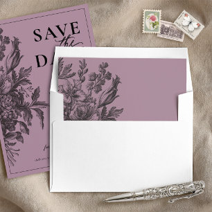 Plum Purple Vintage Floral Romantic Garden Wedding Envelope Liner