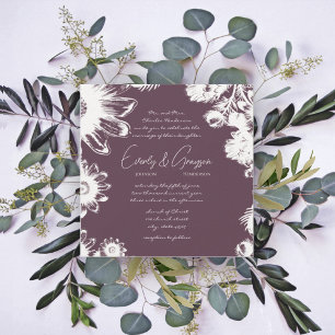 Plum Purple Vintage Floral Wedding Invitations