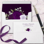 Plum Purple Watercolor Floral Elegant Wedding Envelope<br><div class="desc">These beautiful envelopes are the perfect compliment to your wedding invitations. They feature a pre printed return address and hand painted watercolor roses in shades of dusty purple,  plum,  lavender,  and violet.  The inside flap is a marbled deep pruple color with the same flowers.</div>