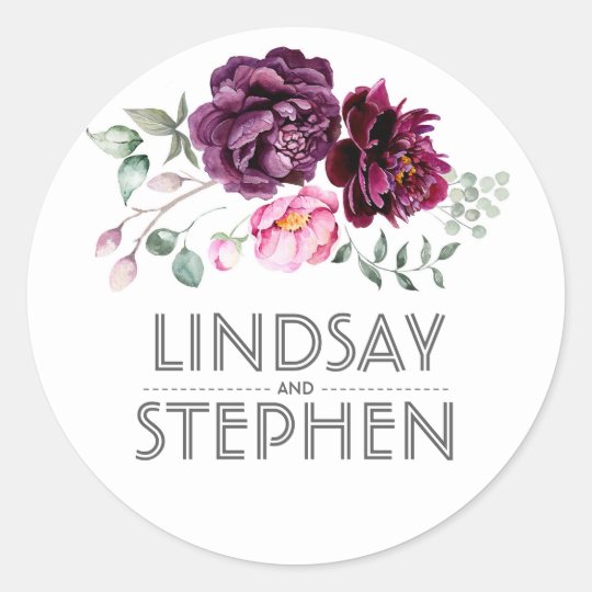 4 printable round inch stickers Elegant Wedding Purple Classic Flowers Plum Watercolor 4 printable round inch stickers Elegant Wedding Purple Classic Flowers Plum Watercolor