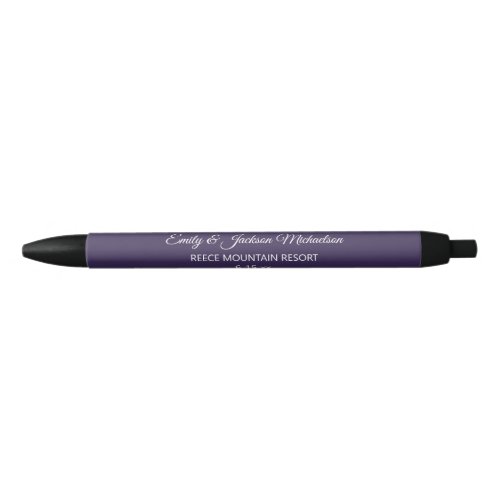 Plum Purple Wedding Bride Groom Guest Gift  Black Ink Pen
