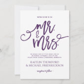 Plum / Purple Wedding Invitations | Brush Script (Front)