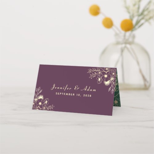 Plum Purple Wedding Place Card