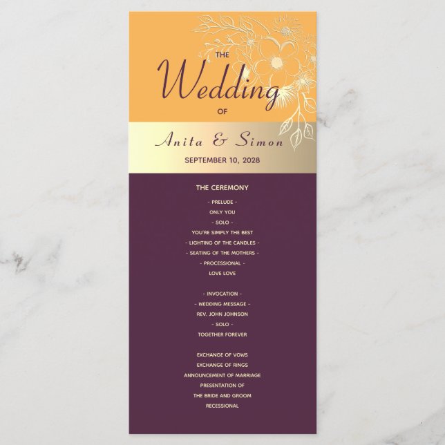 Plum Purple Wedding Program (Front)