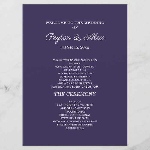 Plum Purple Wedding Program Double_Sided 