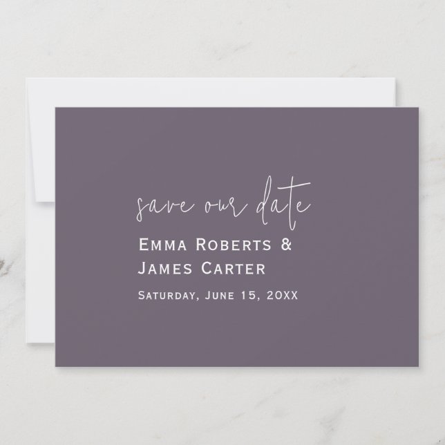 Plum Purple Wedding Save the Date (Front)