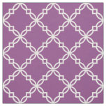 Plum Purple, White Fancy Moroccan Quatrefoil Fabric