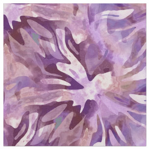 Plum Purple White Floral Watercolor Fabric