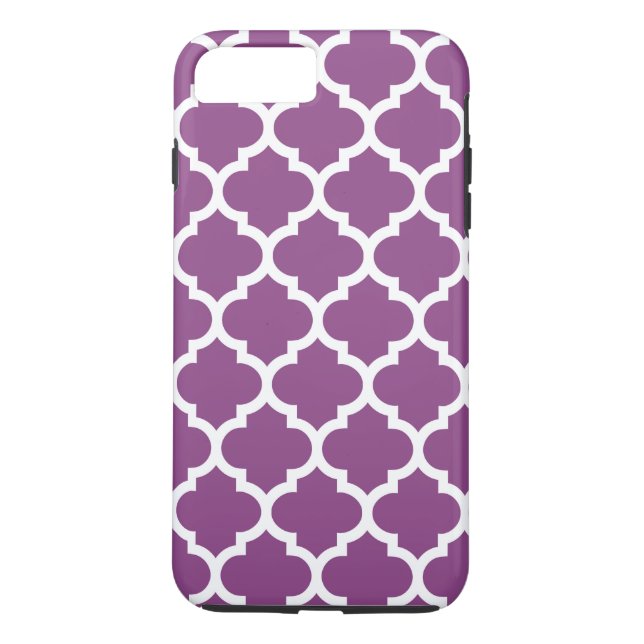 Plum Purple White Moroccan Quatrefoil Pattern #5 Case-Mate iPhone Case (Back)