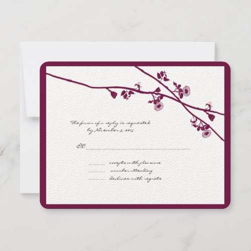 Plum Purple Wildflower Branches Wedding RSVP Card