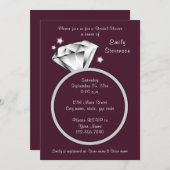 Plum Purple Wine Diamond ring Bridal Shower Invitation (Front/Back)