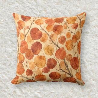 Plum Quaking Aspen Botanical Watercolor Pattern Throw Pillow