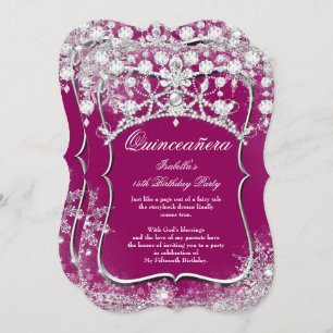 Plum Quinceanera 15th Winter Wonderland Invitation