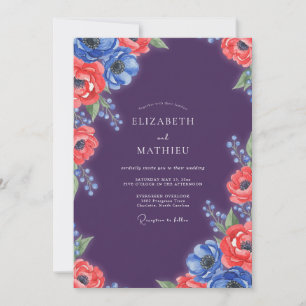 Plum Red Anemone Wedding Invitation
