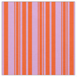 [ Thumbnail: Plum & Red Colored Lined Pattern Fabric ]
