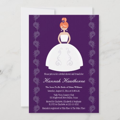 Plum Redhead Bridal Shower Invitations