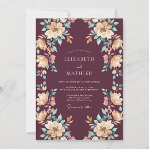 Plum Refined Floral Wedding Invitation