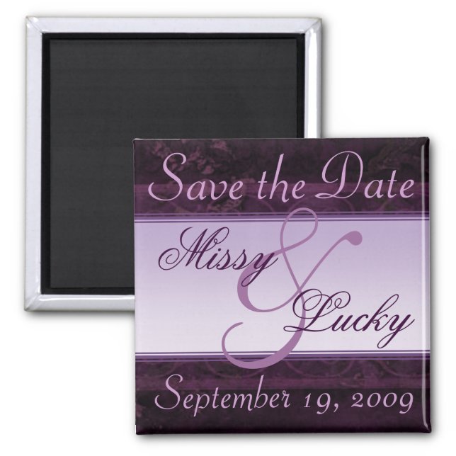 Plum Ribbon Save the Date Magnet (Front)